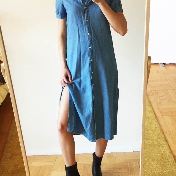 Denim Midi Shirt-Dress - Picture 2 of 3